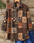 Floral Print Patchwork Button-Up Tunic