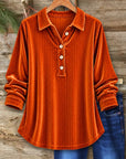 Striped Velvet Collared Henley Top