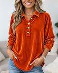 Striped Velvet Collared Henley Top