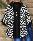 Zebra Print Patchwork Roll-Tab Tunic