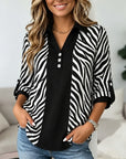 Zebra Print Patchwork Roll-Tab Tunic
