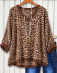 Leopard Print V-Neck Relaxed Tunic Top
