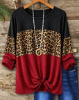 Leopard Patchwork Twist Front Top