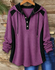 Waffle Knit Contrast Hooded Tunic