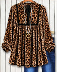Leopard Print Velvet Babydoll Top