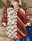 Mixed Print Patchwork Button-Up Shirt