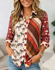 Mixed Print Patchwork Button-Up Shirt