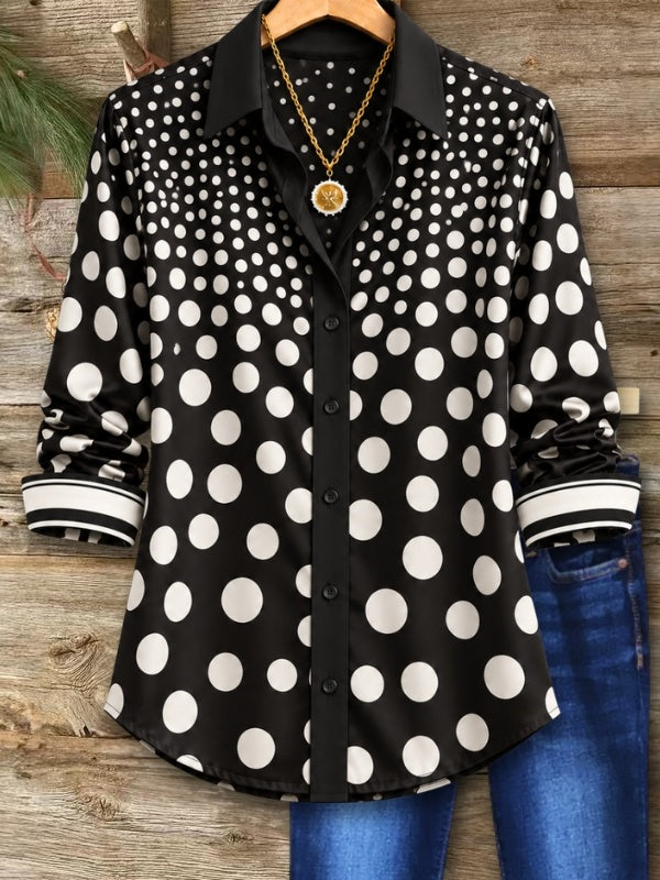 Contrast Dot Print Button Down Shirt