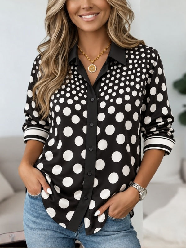 Contrast Dot Print Button Down Shirt
