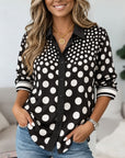 Contrast Dot Print Button Down Shirt