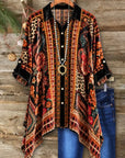 Paisley Floral Print Velvet Tunic Shirt