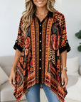 Paisley Floral Print Velvet Tunic Shirt