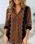 Leopard Print Velvet Patchwork Shirt