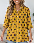 Polka Dot Roll Sleeve Tunic Shirt