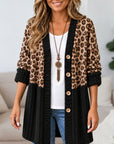 Leopard Patchwork Coral Fleece Long Cardigan
