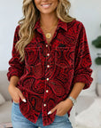 Paisley Print Velvet Button-Up Shirt