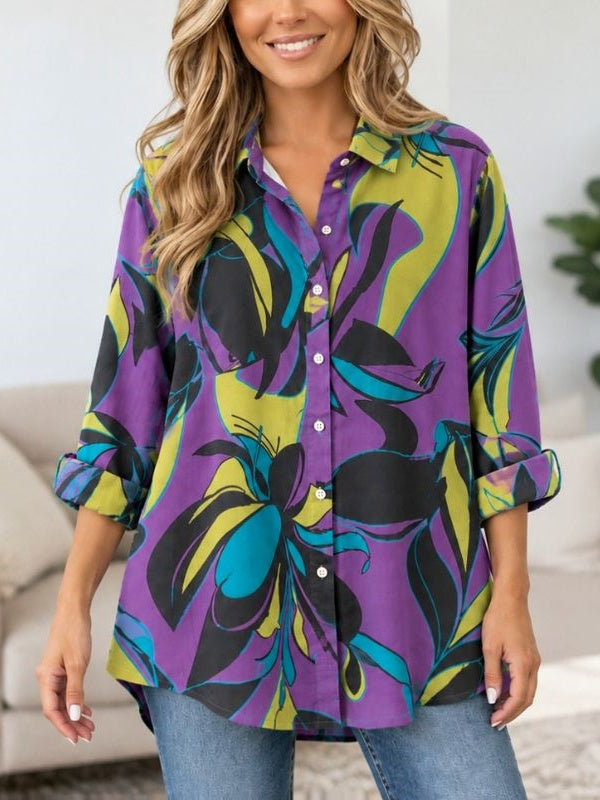 Abstract Floral Print Relaxed Shirt