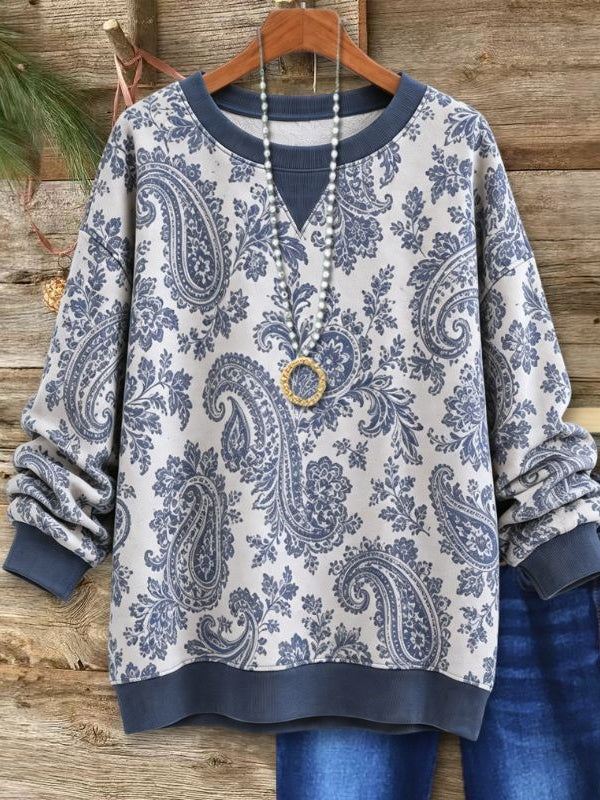 Paisley Print Cotton Fleece Sweatshirt