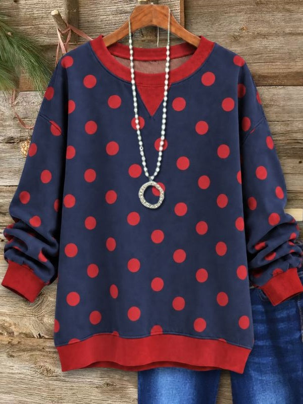 Polka Dot Cotton Fleece Sweatshirt