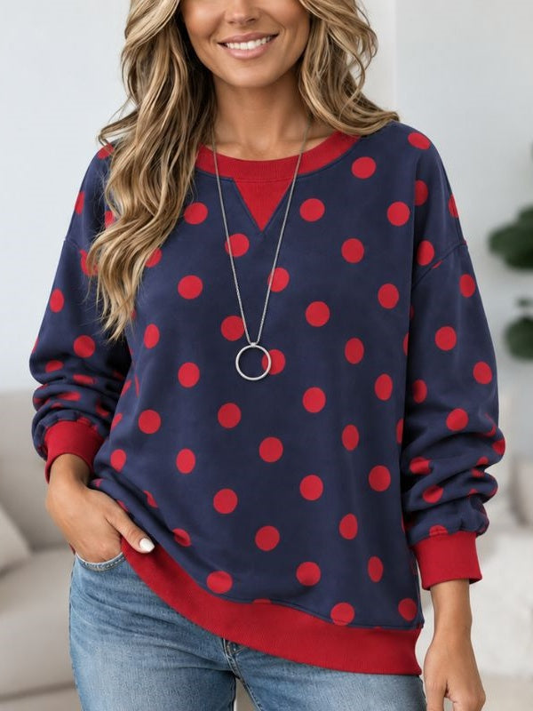 Polka Dot Cotton Fleece Sweatshirt