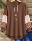 Floral Patchwork Henley Sleeve Tunic