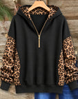 Leopard Patchwork Cotton Fleece Hoodie