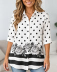 Polka Dot Floral Print Button Tunic