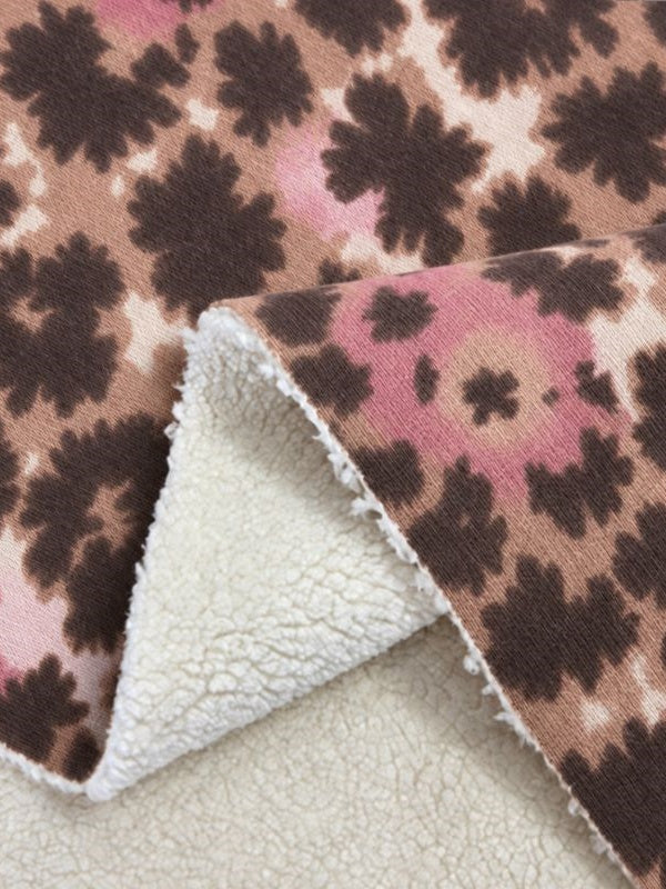 Leopard Floral Print Fleece Sweatshirt
