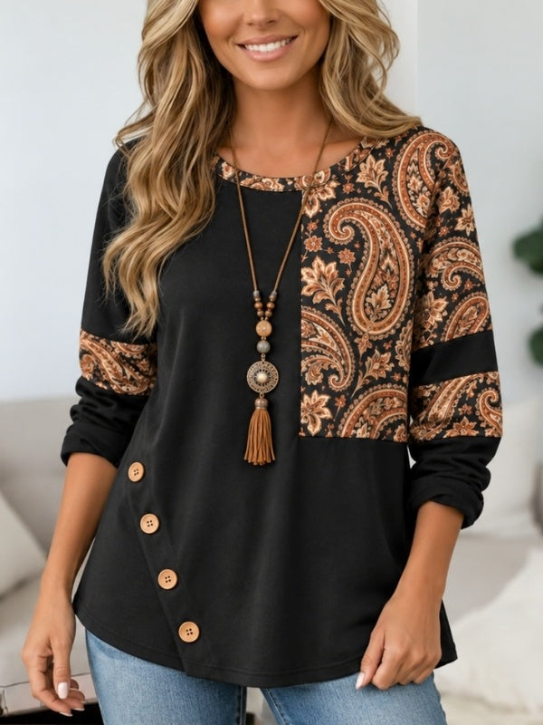Paisley Patchwork Button Detail Tunic