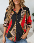 Leopard Paisley Patchwork Button Shirt