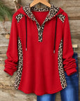 Leopard Patchwork Hooded Tunic Top