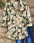Floral Print Button-Up Tunic Shirt