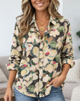 Floral Print Button-Up Tunic Shirt