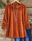 Animal Print Velvet Fold-Over Neck Tunic