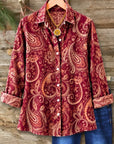 Paisley Print Button-Down Tunic Shirt