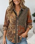 Floral Patchwork Button Tunic Shirt
