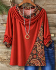 Paisley Patchwork Cowl Neck Tunic