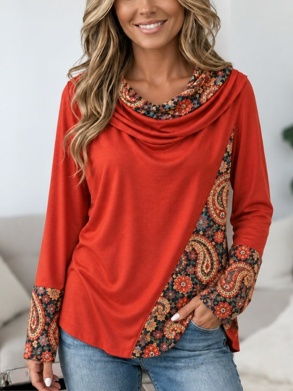 Paisley Patchwork Cowl Neck Tunic