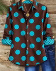 Polka Dot Contrast Collared Shirt