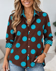 Polka Dot Contrast Collared Shirt