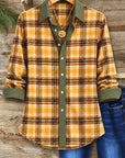 Plaid Contrast Trim Collared Shirt