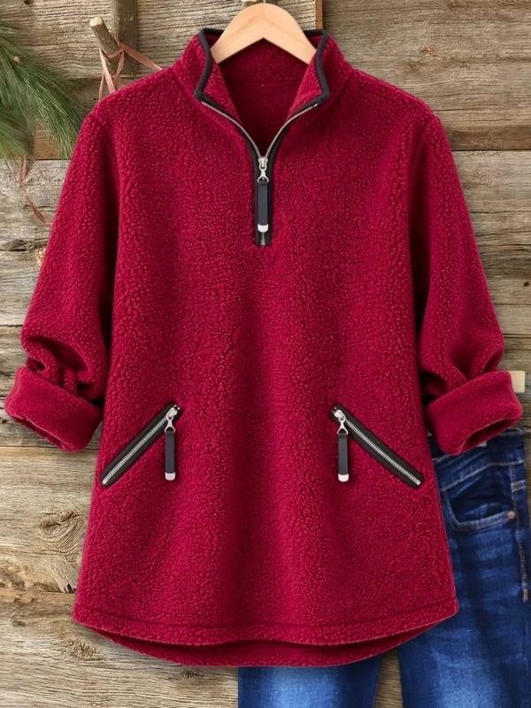 Sherpa Fleece Half-Zip Pocket Tunic