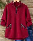 Sherpa Fleece Half-Zip Pocket Tunic