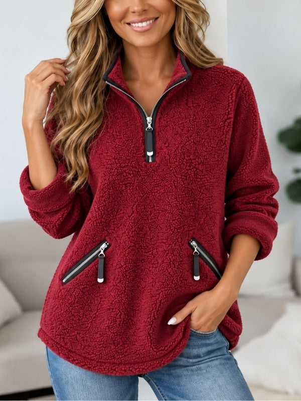 Sherpa Fleece Half-Zip Pocket Tunic