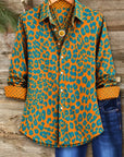 Leopard Print Contrast Collared Shirt
