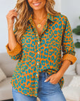 Leopard Print Contrast Collared Shirt