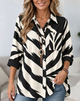 Abstract Stripe Button Front Shirt