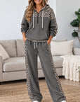 Leopard Patchwork Fleece-Lined Hoodie Set