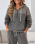 Leopard Patchwork Fleece-Lined Hoodie Set