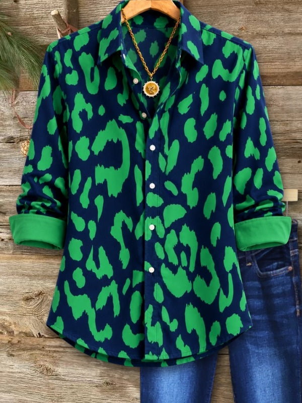 Leopard Print Button-Up Tunic Shirt